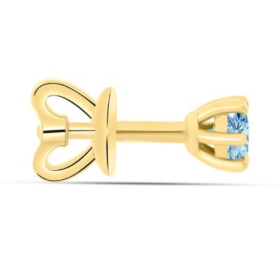 BUY 14K GOLD WITH AQUAMARINE SINGLE STONE STUD EARRING